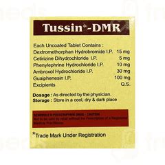 Tussin Dmr Tablet 10 - Uses, Side Effects, Dosage, Price | Truemeds