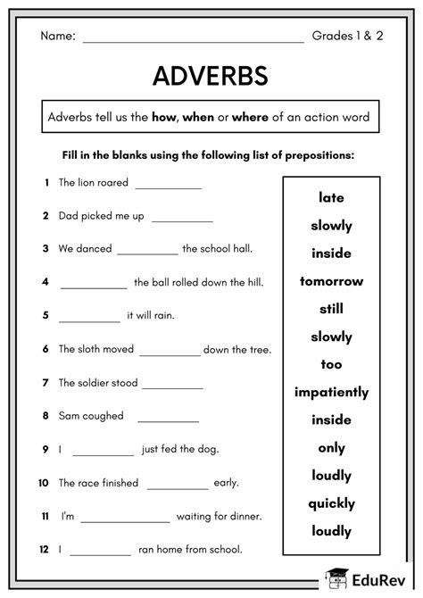 Visual Worksheet: Adverbs - Class 3 PDF Download