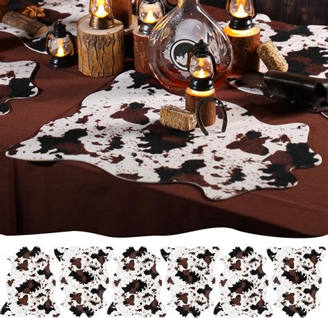 Amazon.com: Mindsoft 6 Pcs Faux Mini Cowhide Rug 19.5" x 16.2" Rustic ...