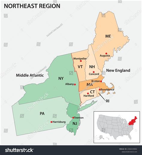 Map of northeastern states