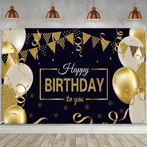 Happy Birthday Backdrop Banner Extra Large Black and Botswana | Ubuy