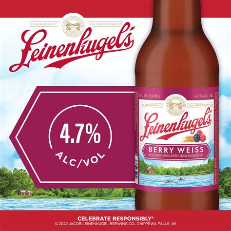 Leinenkugel's Berry Weiss Craft Beer, 6 Pack, 12 fl oz Glass Bottles, 4 ...