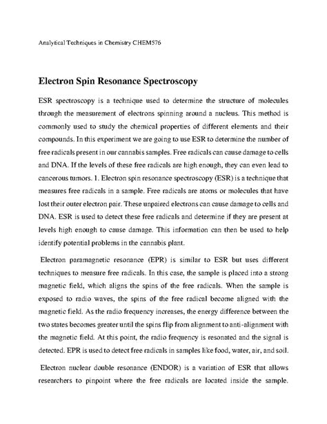 Electron Spin Resonance spectroscopy notes - Analytical Techniques in ...