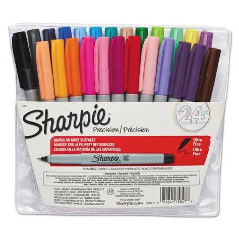 Sharpie SAN75847 Permanent Markers, Ultra Fine Point, Assorted, 24/Set