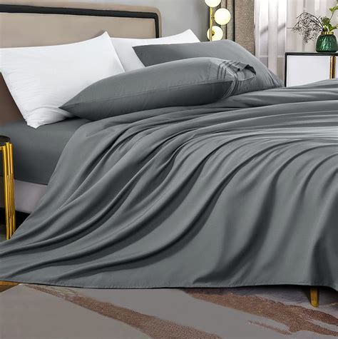 Amazon.com: USXIBEI King Size 4 Piece Bed Sheet Set - Ultra Imitation ...