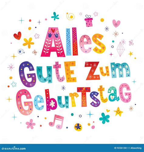 Alles Gute Zum Geburtstag Happy Birthday In German Vector Illustration ...