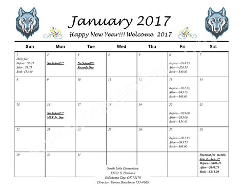 2016 - 2017 Wolf Den Payment Calendar | Moore Public Schools - Moore, OK