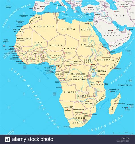 Africa rivers and lakes map