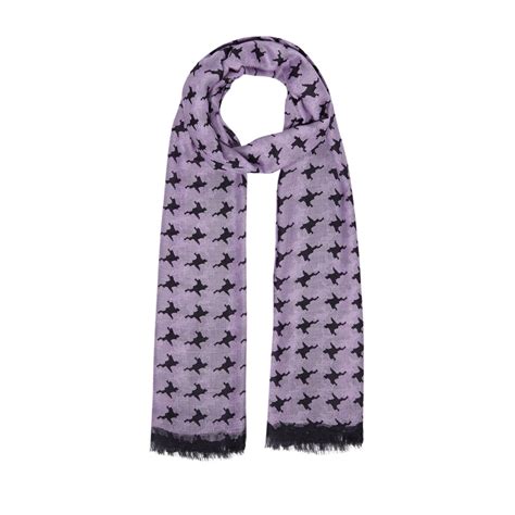 Fig Purple Stylized Houndstooth Patterned Scarf | Ipekevi