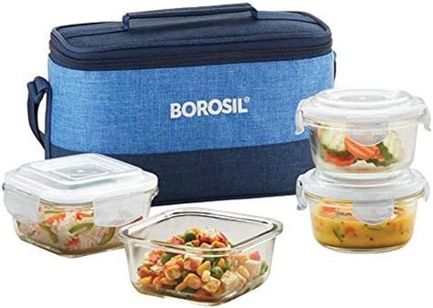 Buy Borosil - Prime Glass Lunch Box 370 Safe Office Tiffin (Transparent ...