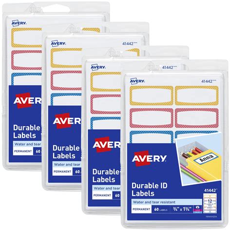 Avery Water-Resistant Durable Labels, 3/4" x 1-3/4", 4 Packs (21944 ...