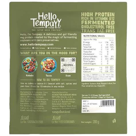 Hello Tempayy Soyabean Tempeh Cubes - Rich In Protein & Fibre, Low Car ...