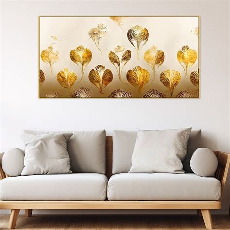 Golden Beautiful Leaves Modern art elegant Wall Painting – Dekorstation