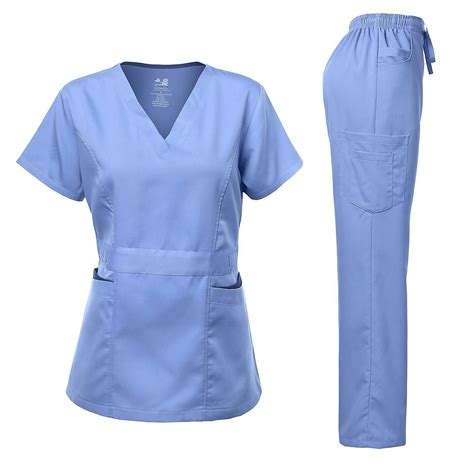 Dagacci Medical Uniform Women's Scrubs Set Stretch Ultra Soft Contrast ...