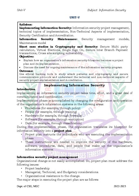 UNIT-5 distributed systems - UNIT-V Implementing Information Security ...