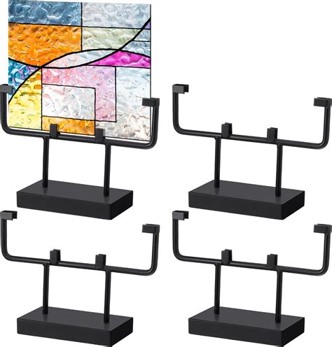 Amazon.com: MorningRo 4 Pcs Square Metal Display Stands 6 Inch Plate ...