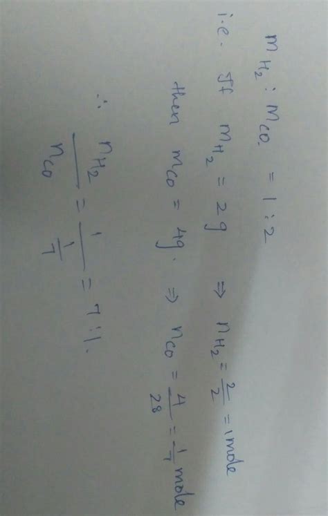 89. A container contains H2 and CO in the mass ratio of1:2. The molar ...