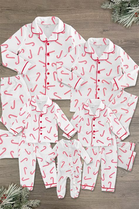 White Candy Cane Family Pajamas - AND PET BANDANA! | Sparkle In Pink