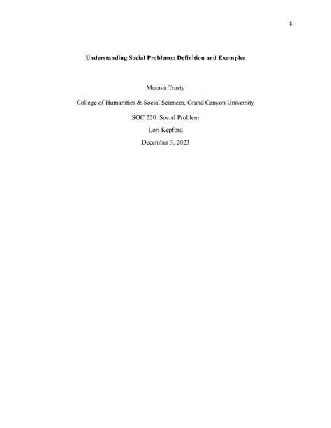 Soc220 - assignmtent - Understanding Social Problems: Definition and ...