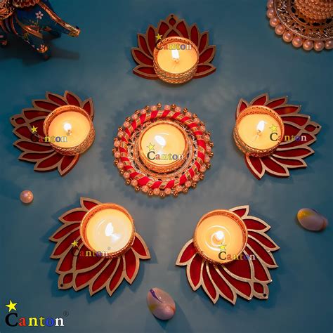 Buy Tealight Candle Holder for Diwali, Lotus Diya, Designer | Diwali ...