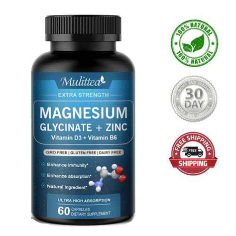 Muscle & Sleep Support: Magnesium Glycinate 500mg & Zinc Veg Capsules ...