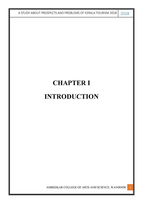 Prospects AND Problems OF Kerala Tourism - CHAPTER I INTRODUCTION 1 ...