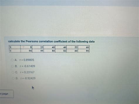 calculate the Pearsons correlation | StudyX