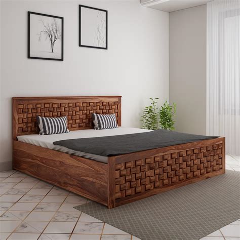 Woodenio Solid Sheesham Wood King Size Bed for Bedroom | Solid Wood ...