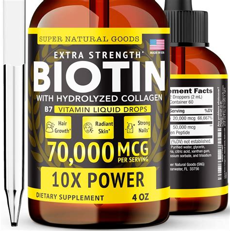 Amazon.com: Liquid Biotin & Collagen 70,000mcg Hair Growth Vitamin Drops - Healthy & Radiant ...
