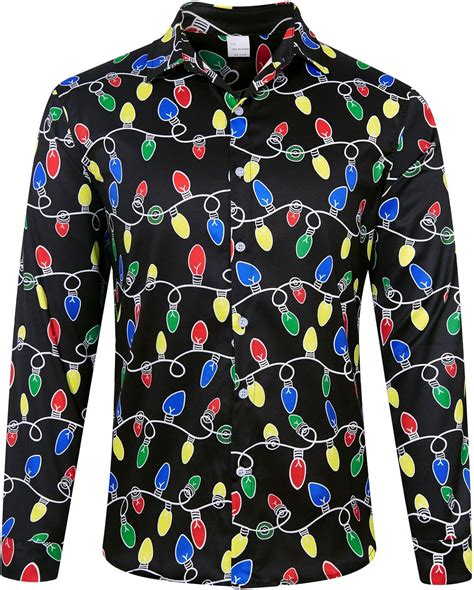 Amazon.com: Christmas Shirts for Men 2024 Long Sleeve Funny Button Down ...