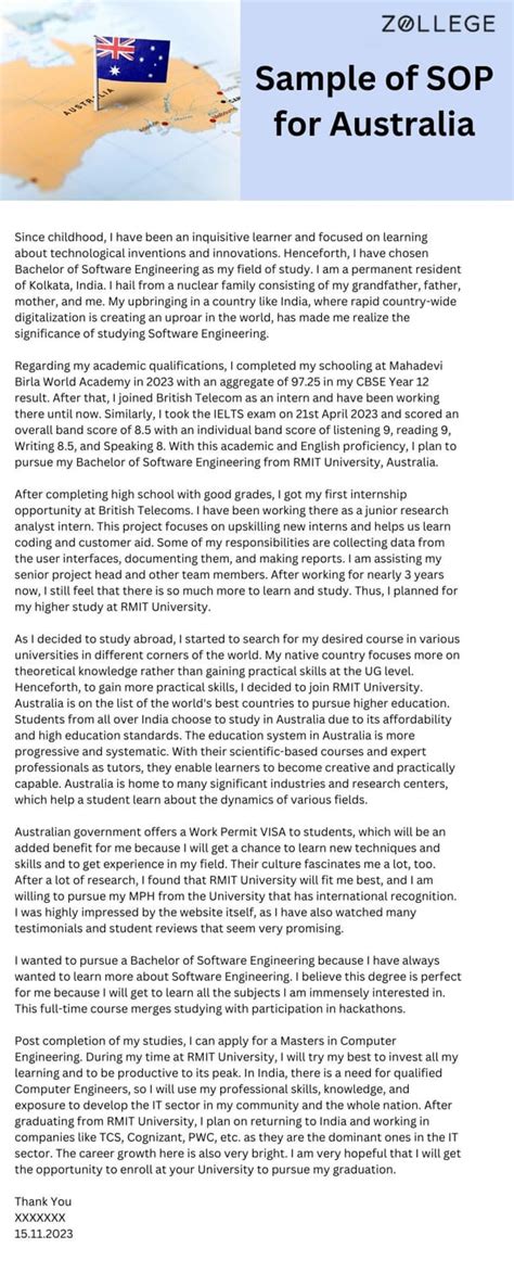 SOP for Australia: Format, Tips and Sample