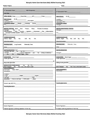 Marquis Home Care Services-Daily Skilled Nursing Visit Doc Template ...