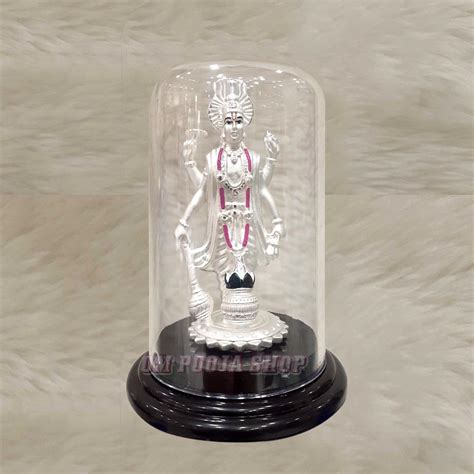 Shri Vishnu Silver Idol Divine Gift in Air Proof Acrylic Box