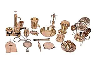 Buy Miniature Brass Metal Cooking Set, Utensils Non Toxic Indian ...