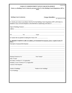 Fillable Online (Article 9) FORM OF COMMENCEMENT NOTICE FOR ... Fax ...