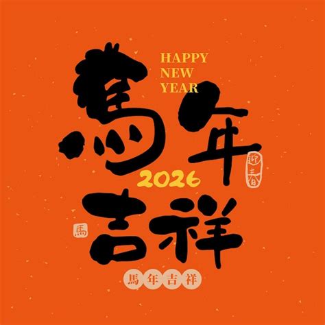 2026 year of the horse and handwritten font design with chinese new ...