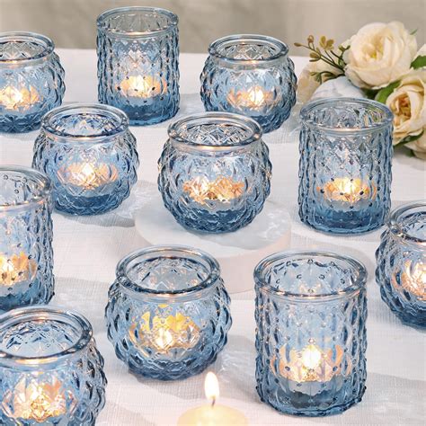Amazon.com: DARJEN Blue Votive Candle Holders Set of 36- Round Candle ...