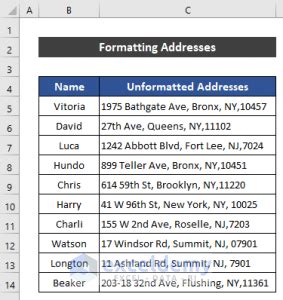 Image result for Address Format Excel