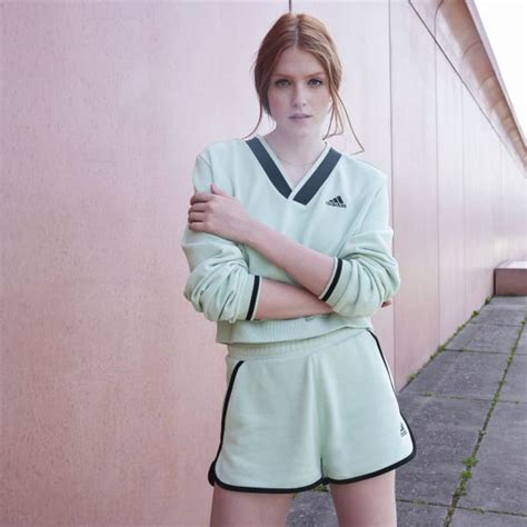 adidas Women's Lifestyle French Terry High-Rise Shorts - Green | Free ...