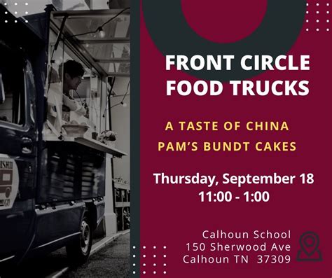 Front Circle Food Trucks- Taste of China & Pam’s Bundt Cakes, 150 ...