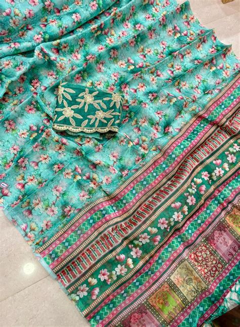 Siri Premium Digital Jimmychoo Saree & Work Blouse