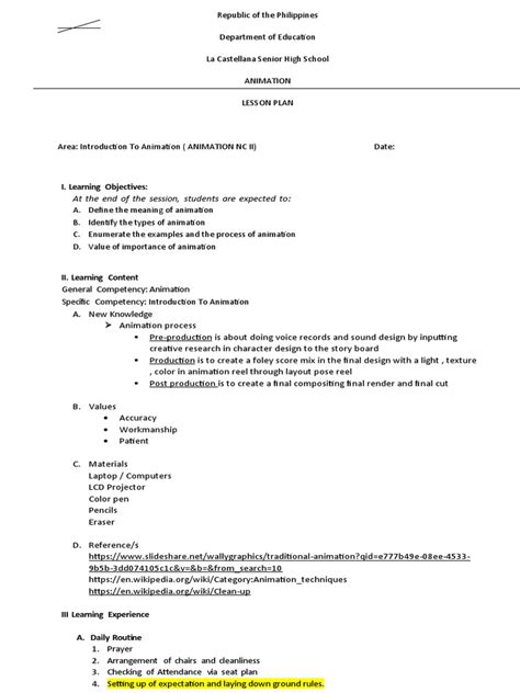 Image result for Animation Lesson Plan