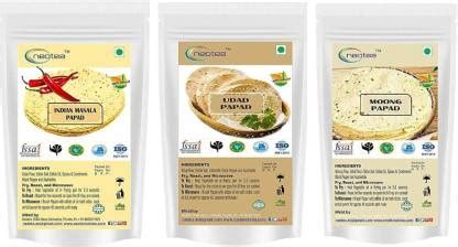 neotea Authentic Indian Papad (Udad, Spicy Masala, Moong dal) Fryums ...