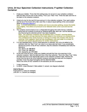 Fillable Online Urine 24 Hour Collection Pt Instruction- P-Splitterdoc ...