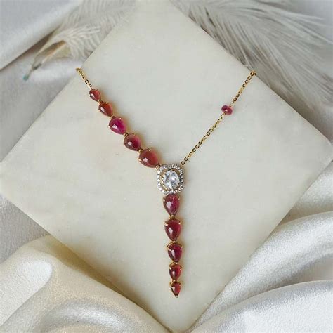 Rose Cascade Necklace | 14k Gold Asymmetric Jewellery – Polki Stories ...