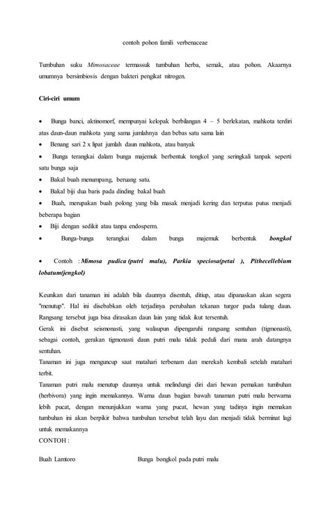 Contoh pohon famili verbenaceae | DOCX