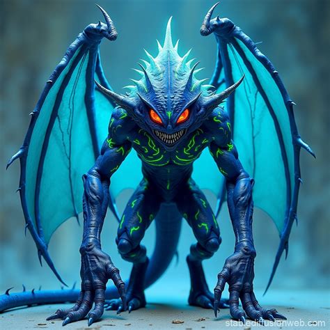 Electric Blue Monster with Neo Patterns | Stable Diffusion Online