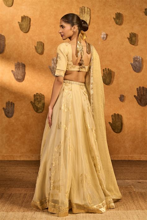 Gold Ivory Sakura Tissue Lehenga Set – House Of Masaba
