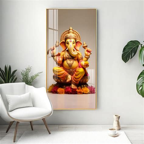 Artistic Lord Ganpati Vertical Wall Art in Premium Acrylic – Decor Mantra