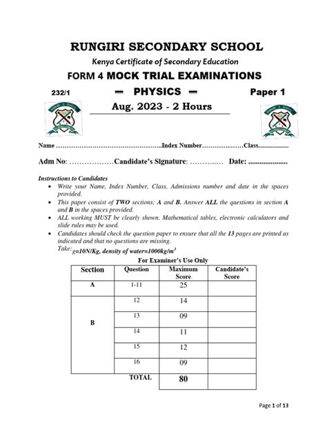 Image result for Physics Form 4 Paper